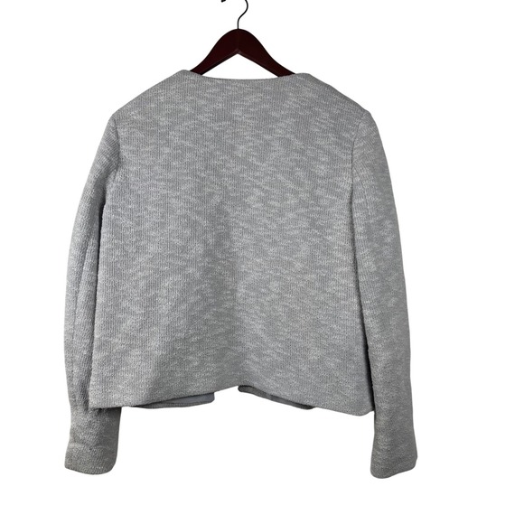 ASOS Womens 12 Textured Knit Cropped Blazer Jacket Cardigan Light Grey - Picture 7 of 9